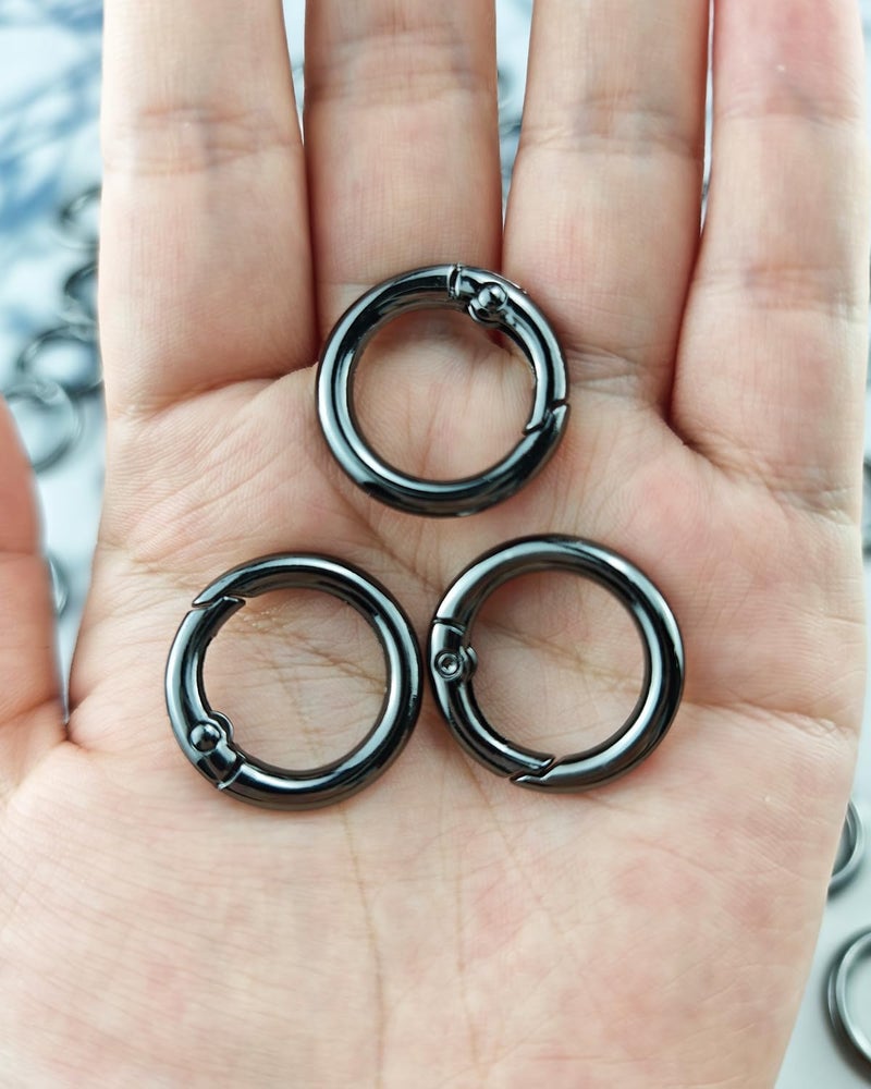 Hibmisy 50pcs 1 Inch Metal Spring O Rings,Round Carabiners Clips Snap Hooks for Keychains, Purse, Shoulder Bag,DIY Crafts (Gray) - Image 3
